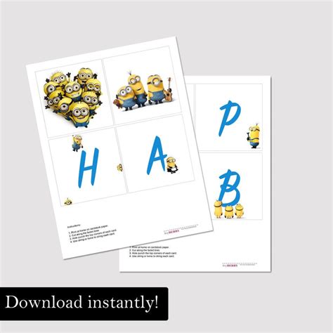 Minions Birthday Banner Happy Birthday Banner Despicable Me - Etsy