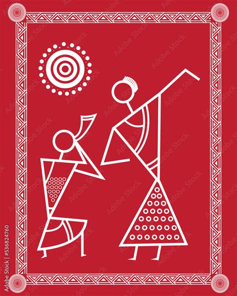 Bihu Drawing In Warli Painting Indian Dance Bihu Warli Art