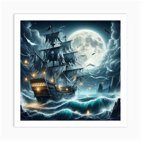 A ghost pirate ship 1 Art Print by P&V_printable_art - Fy