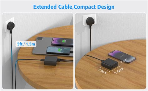 USB C Charger Plug 6 Port USB C Charging Station 100W USB And USB C