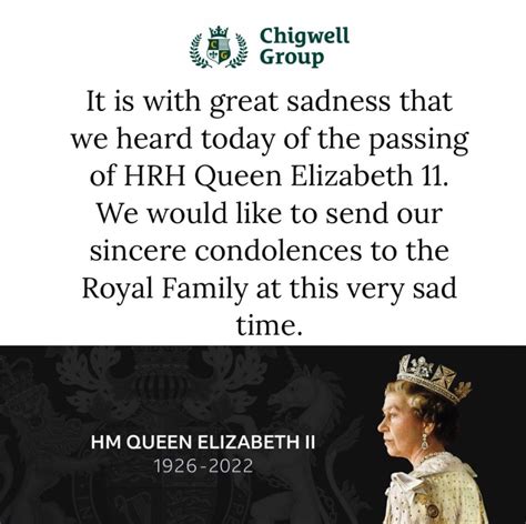 R I P HRH Queen Elizabeth II Chigwell Group