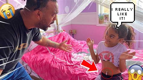 6 YEAR OLD GETS HER BELLY PIERCED PRANK ON DAD YouTube