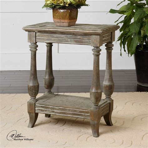 Uttermost Mardonio Distressed Side Table Furniture Wood Accent Table