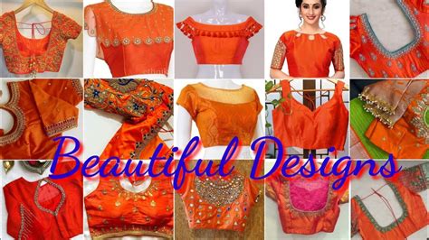 50 Orange Colour Blouse Designs New Modelblauj Dizainblouse Design