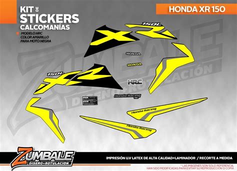 Stickers Calcoman As Hrc Honda Xr Para Moto Negra Zumbale