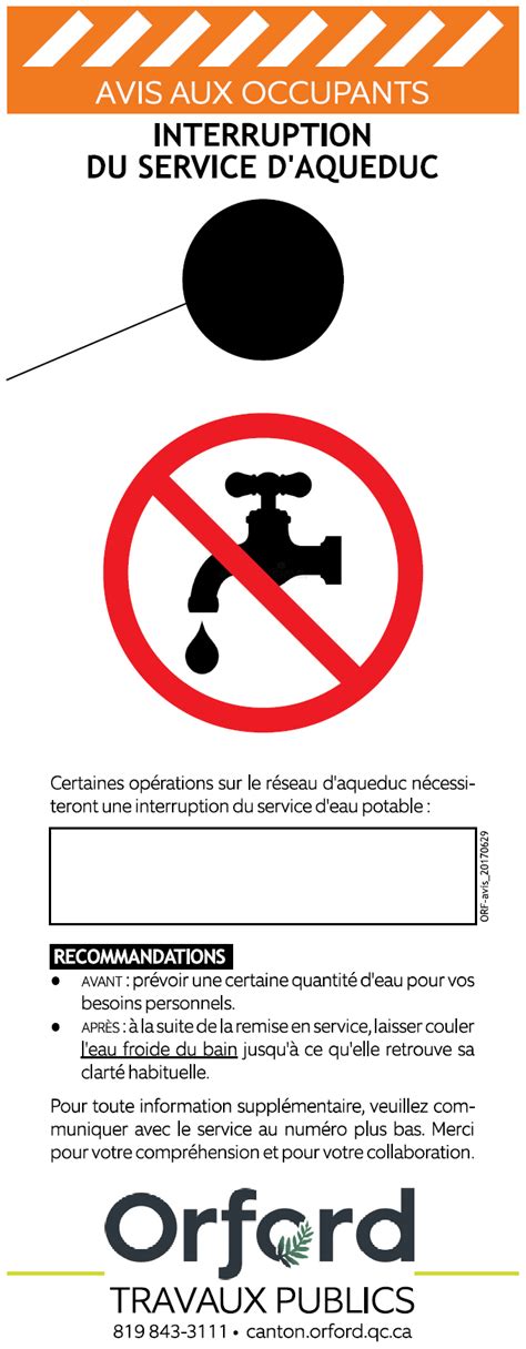 Eau potable et égoût Orford