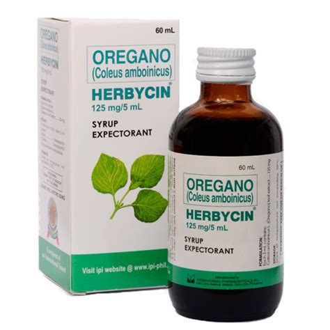 Herbycin Coleus Amboinicus Lour Oregano Leaf 125mg 5ml Syrup 60ml Price In The Philippines