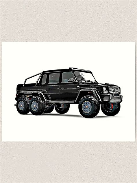 G63 6x6 Truck Cartoon Art Print By Auto Prints Redbubble