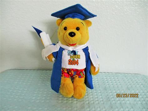 Disney Winnie The Pooh Beanbag Plush Graduation Dressed In Royal Blue