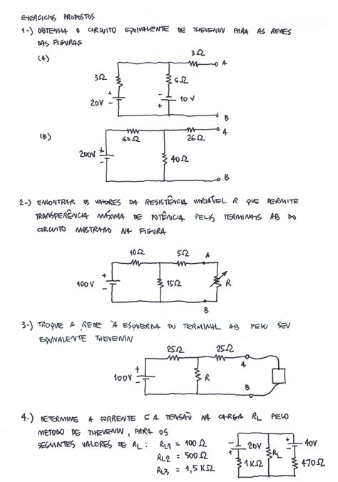 Circuitos Elétricos Metódo de Thévenin Exercício Proposto