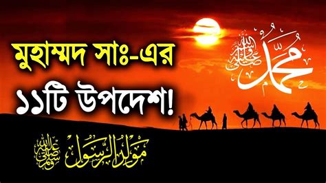 মহানবী হযরত মুহাম্মদ সাঃ এর ১১টি বিশেষ উপদেশ মহানবীর উপদেশ Youtube