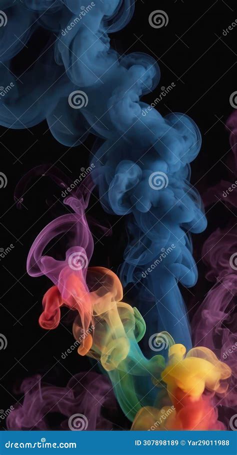 Abstract Vertical Background Colored Smoke On A Black Background Stock