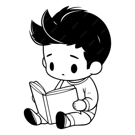 Premium Vector Cute Boy Reading A Book In Cartoon Style