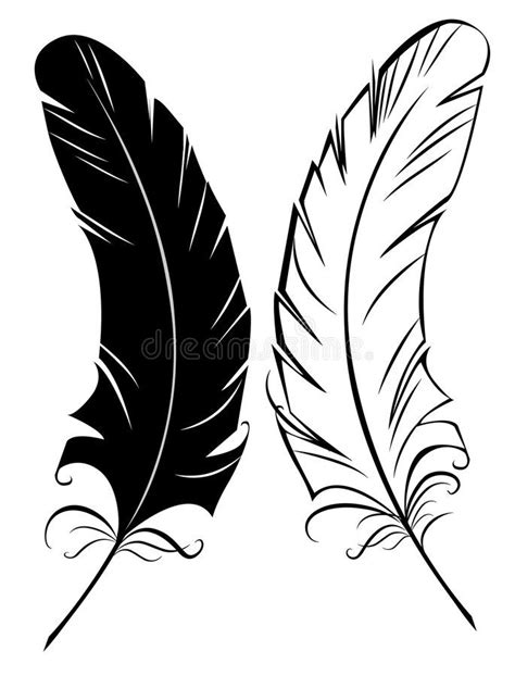 Silhouette black and white feather royalty free illustration | Feather ...