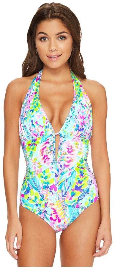 Lilly Pulitzer Lanai Halter One Piece Swimsuit Womens Swimsuits One