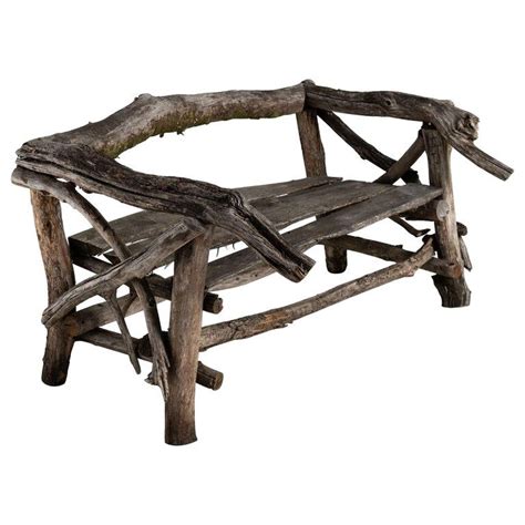 Handmade Tree Branch Garden Bench France Circa 1940 Rustic Outdoor