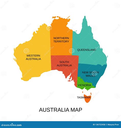 Mapa De Australia Con Regiones Ilustraci N Del Vector Territorio Del