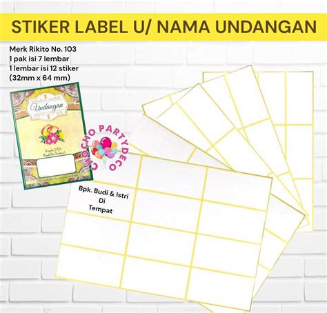 Stiker Nama Undangan Khitan Nikah Sticker Label Undangan No 103