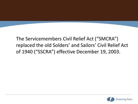 Complying With The Servicemembers Civil Relief Act Of 2003 50 Usc App