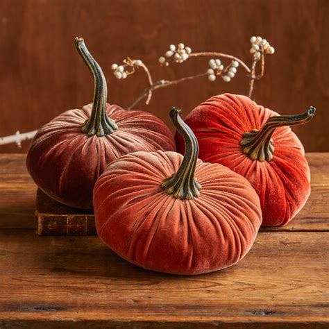 Small Velvet Pumpkins Set Of Trending Home Decor Modern Etsy