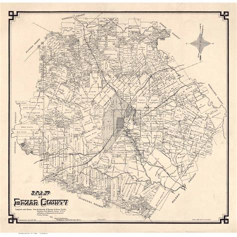 Bexar County Texas 1887 Copy A - Old Map Reprint - OLD MAPS