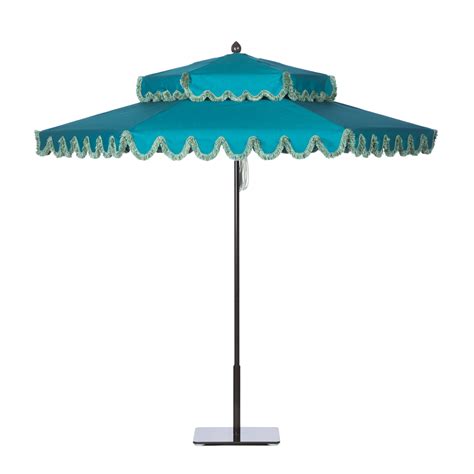 Double Decker Aluminum Umbrella With Bronze Frame In Santa Barbara Blue