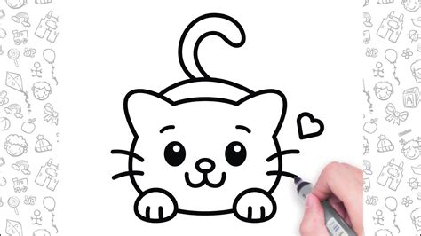 Dibujo de gato fácil Cómo dibujar un gato paso a paso para niños