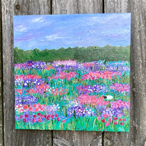 Colorful Wildflower Acrylic Painting on Gallery Wrapped Canvas ...