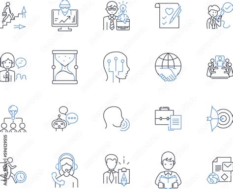 Staffing Strategy Line Icons Collection Recruitment Retention