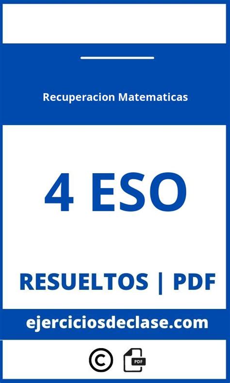 Ejercicios Recuperacion Matematicas 4 Eso Pdf