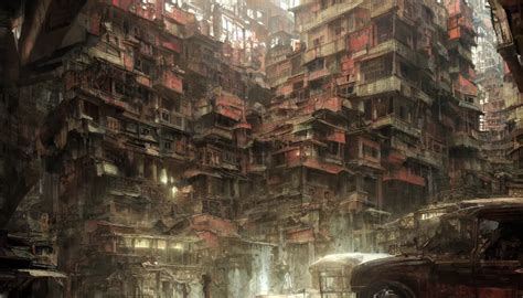 Inside Of Kowloon Walled City Concept Art Light Stable Diffusion