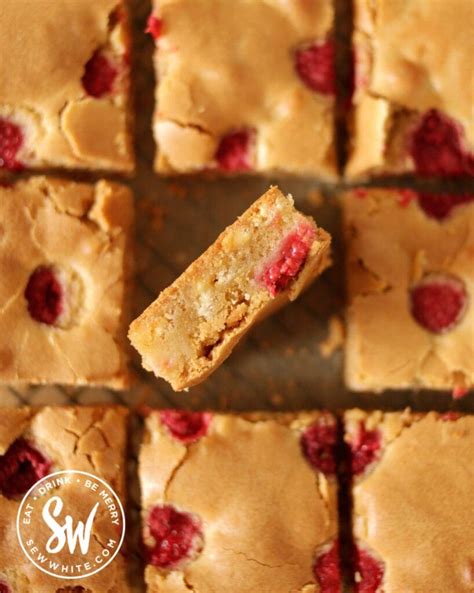 White Chocolate Raspberry Blondies Sew White