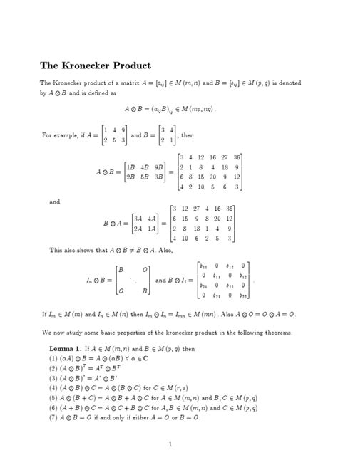 The Kronecker Product | Download Free PDF | Matrix (Mathematics ...