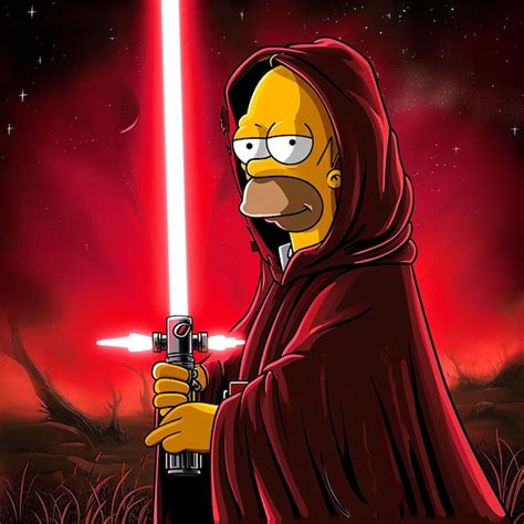 Premium Photo Illustration Of Homer Simpson As Sith From Star Wars