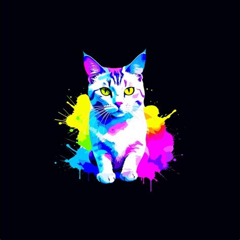 Premium Vector Cat Color Splatter Art Design