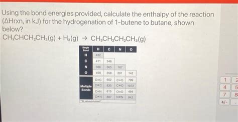 Solved Using The Bond Energies Provided Calculate The