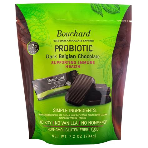 Bouchard Probiotic Belgian Dark Chocolate 72 Cacao Individually