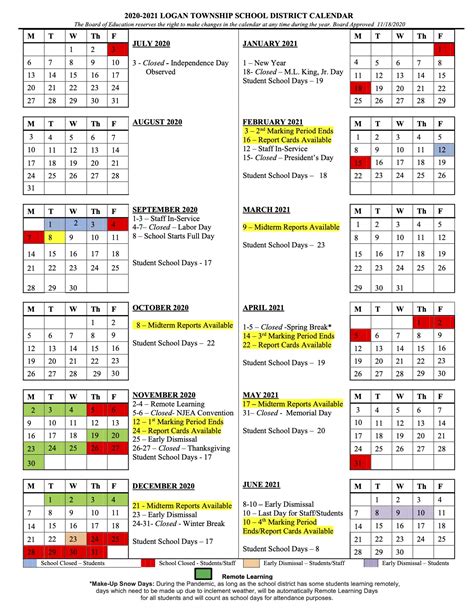 Home - Complete School Calendar - Logan Township Schools District