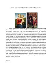 Italian Vs Northern Essay Docx Italian Renaissance Versus The