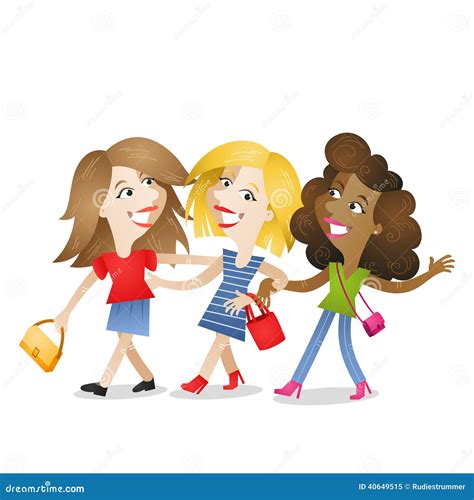 Girlfriends Walking Attractive Friendship Stock Vector Image 40649515