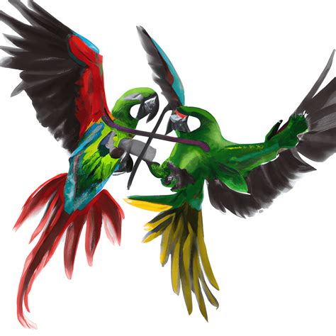 Flying Military Macaw Attacking Another One · Creative Fabrica