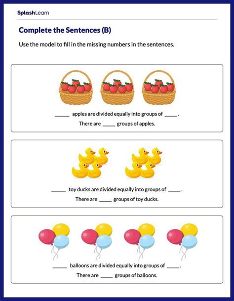 Representing Equal Share Of Objects Math Worksheets Splashlearn