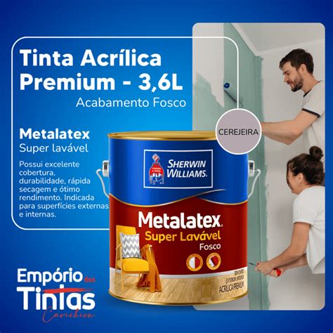 Tinta Acrílica Metalatex Premium Cerejeira Fosco De 36 Litros Super