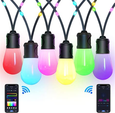 Smart Outdoor String Lights 50ft RGB Christmas Lights With 15 Dimmable