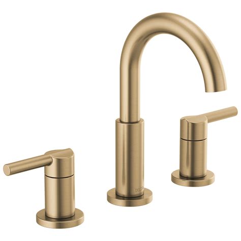 Delta Faucet Nicoli Widespread Bathroom Faucet 3 Hole, Gold Bathroom