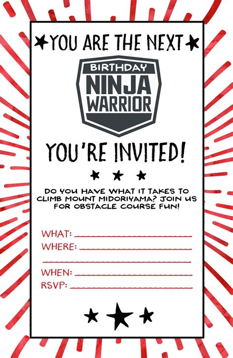 Free Printable Ninja Party Invitations Printable Templates