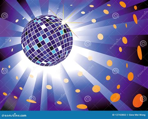 Sparkling Disco Ball On Blue Light Burst Stock Vector Illustration Of