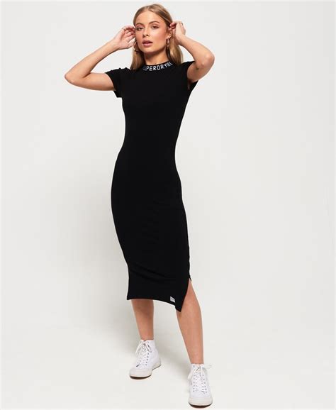 Superdry Jacquard Neckline Midi Bodycon Dress Womens Sale Dresses