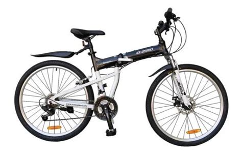 Ecosmo 26 Alloy Folding Mountain Bike Black White Folding Bikes 4U