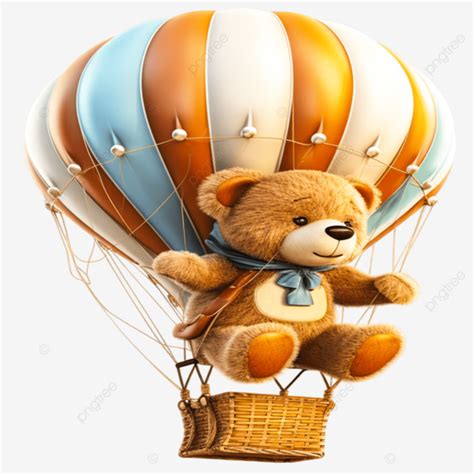 Cute Girly Bear In A Hot Air Balloon Genrative Ai Cute Girly Bear In A Hot Air Balloon Bear In